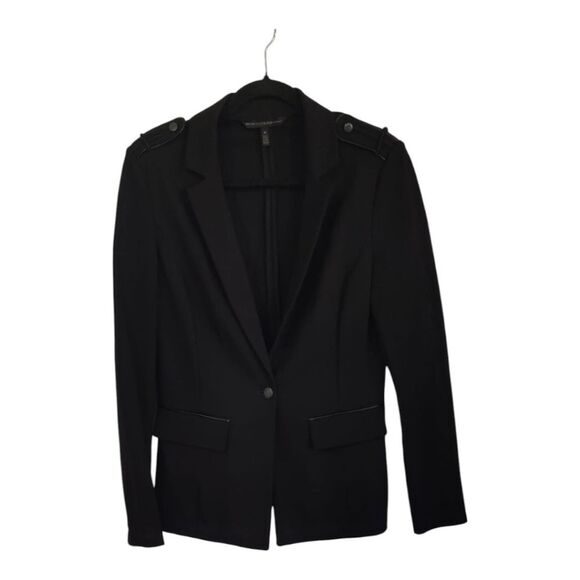 White House Black Market Black Blazer with Epaulettes Size 10 - Picture 4 of 9